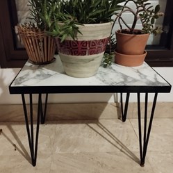 Meuble d'appoint - Table bout de canapé metal et marbre