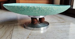 Céramique - Coupe verte, support en aluminium et bois