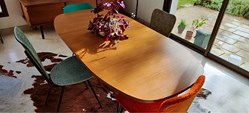 Table - Table à système en métal et bois placage teck