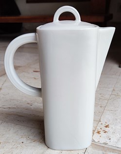 Porcelaine blanche - Théière Scherzer blanche design 80s avec couvercle
