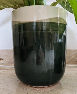 Céramique - cache pot Bensimon vert et blanc
