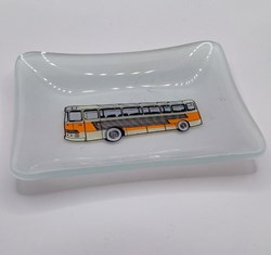 Cendrier en verre représentant un bus Saviem