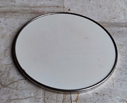Céramique craquelé - Plateau crème a contour cerclé de métal