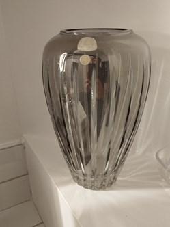 Verre cristal - Vase cristal de Bavière ciselé et chromé
