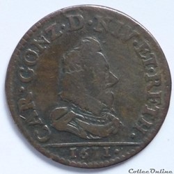 Charles 1er de Gonzague (1601-1637). Liard fauté