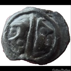 Série 968 DT 3262 var Potin OYINDIA ( dégénéré ) à la tête janiforme ou " tête bêche "