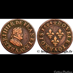 Henri IV Le Grand - Double Tournois - 2ème type - 1604 A