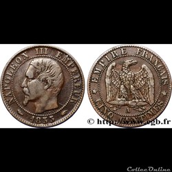 5 centimes Napoléon III, tête nue 1855 Paris