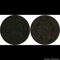 2 centimes Napoléon III, tête nue 1856 Strasbourg
