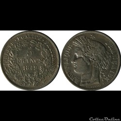 5 francs Cérès 1849 Paris