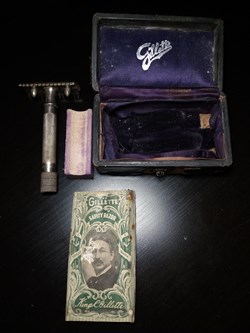 Rasoir de sûreté Gilette 1908 avec boîte et notice d'origine