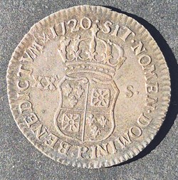 20 sols de louis xv 1720 dijon
