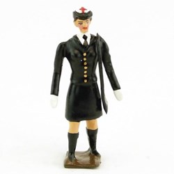 Etudiante en médecine en tenue de sortie 1987 (carabin)sur socle en bois