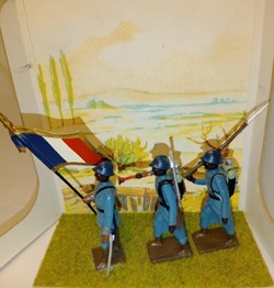 Tirailleurs sénégalais, tenue bleu horizon, ensemble de 3 figurines