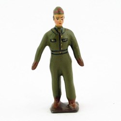 Etudiant en médecine avec tenue de travail 1945 (carabin)sur socle en bois