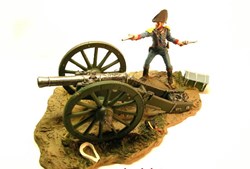 Le canon Gribeauval de 8, accompagné d'un officier de l'artillerie ..................