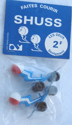 Grenoble 1968 paire de mascottes Shuss sur roulettes