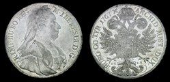 Maria Theresa Taler. Vienna mint. Lifetime issue. Veiled portrait