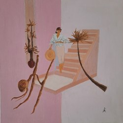 Belle Femme dans escalier 40x40