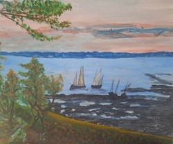Tableau huile sur toile hommage a Daubigny