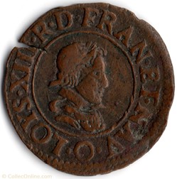 CGKL424 - Double tournois LOUIS XIII 1624O Riom