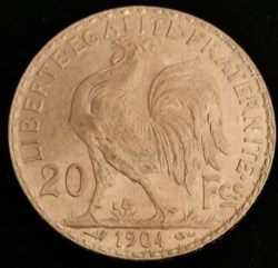 IIIème république - 20 francs Coq tranche Dieu