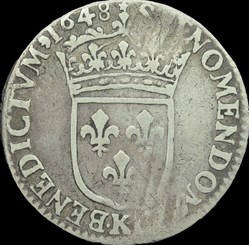 Douxième d'écu à la mèche longue 1648 K