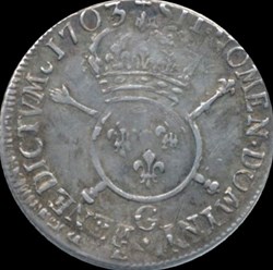 Quart d'écu aux insignes 1703 G