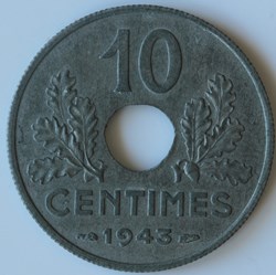 10 centimes Etat Français petit module - 1943