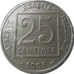 Vingt-Cinq Centimes Patey - Type 1