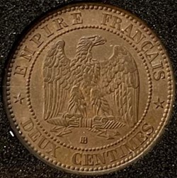 Deux Centimes Tête laurée - Buste provisoire 1861 BB