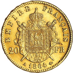 20 Francs Or - Tête Laurée - 1864