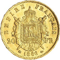 20 Francs Or - Tête laurée - 1866 BB