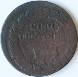 Cinq Centimes - Surfrappe du décime - An 5 A