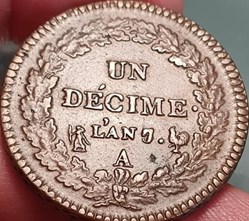 1 Décime - An 7 sur 5 A - Coq sur Corne