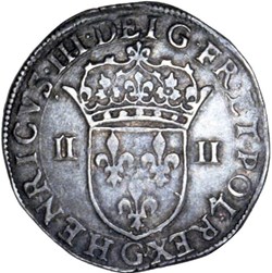 Quart d'écu, écu de face - 1587