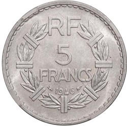 Cinq francs Lavrillier Aluminium 1946 - 9 ouvert