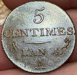 Cinq Centimes - Petit Module - An 4 A