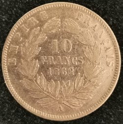 Napoléon III - 10 francs Tête laurée petit 10