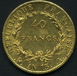 Napoléon Ier - 40 Francs - Tête nue, calendrier révolutionnaire