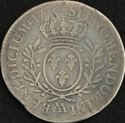 Cinquième d'écu aux branches d'olivier 1726 Metz