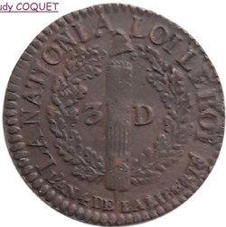 Constitution - 3 Deniers François 1792 Lyon