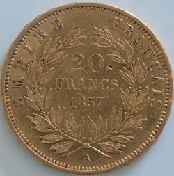 Napoléon III - 20 Francs Tête nue - 1857 A