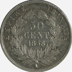 Napoléon III - 50 Centimes Tête nue - 1858 A
