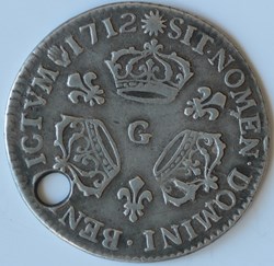 Dixième d'écu aux 3 couronnes 1712 Poitiers