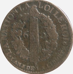 Constitution - 6 Deniers François 1793 Bordeaux