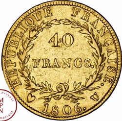 Napoléon Ier - 40 Francs - Tête nue, calendrier grégorien