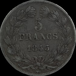 Louis-Philippe 1er - 5 Francs Domard Type 3 - 1845 BB