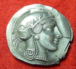 Repro du Tetradrachme d'Athénes à la Chouette