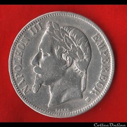 Napoléon III - 5 Francs - 1869 - Strasbourg